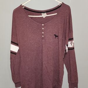 Victoria's Secret Pink Long Sleeve Tee - Purple and White